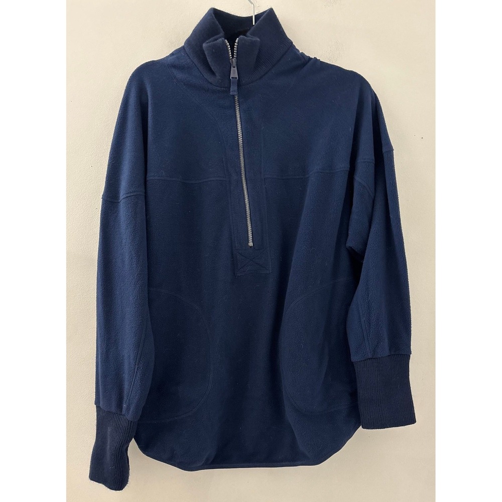 Free People Movement navy Blue Mountain Dreamin Fleece Quarter Zip Crew Size SM